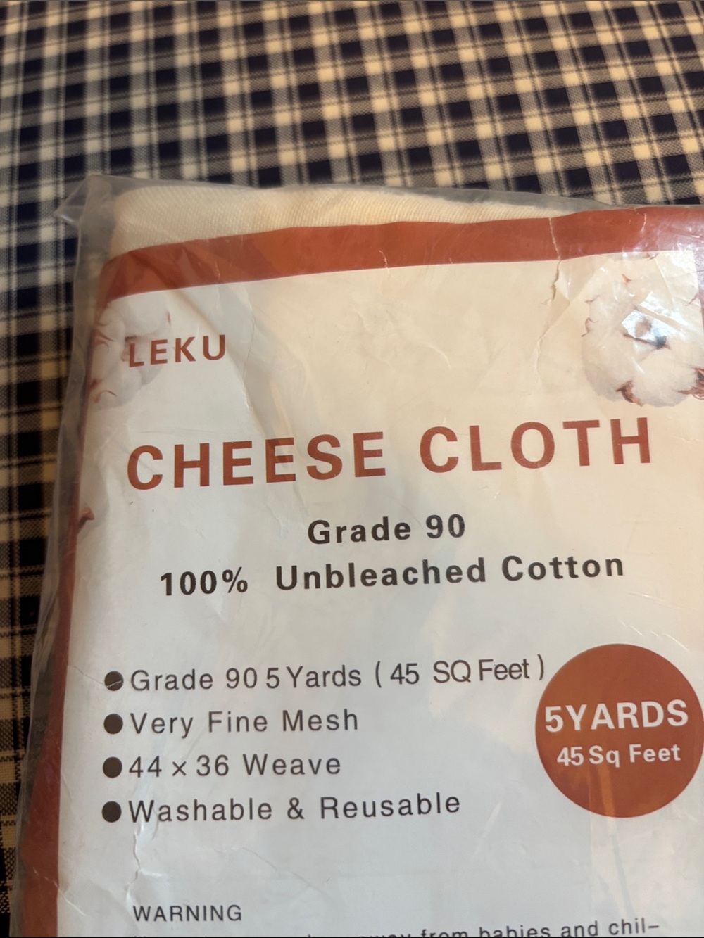 LEKU Cheese Cloth - 100% Unbleached Cotton, White - Picture 3 of 4